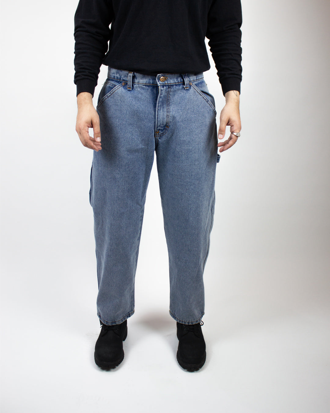 BLEACHED UTILITY DENIM JEANS