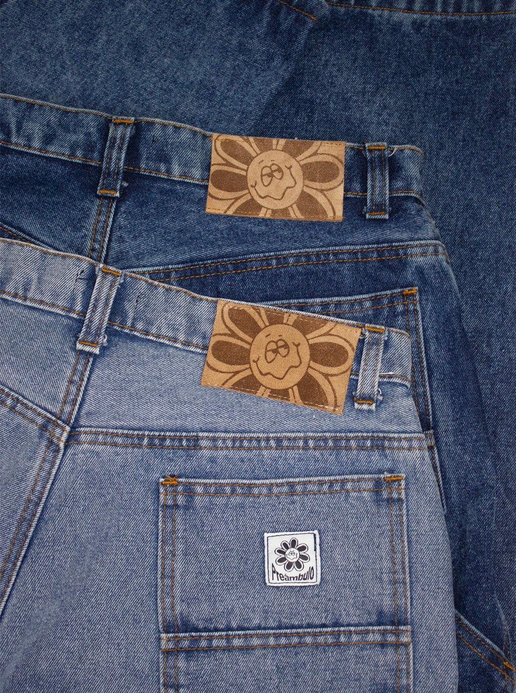 BLEACHED UTILITY DENIM JEANS